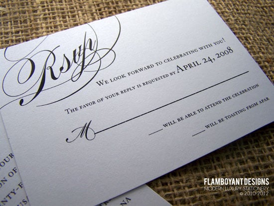 Fancy Script Calligraphy Wedding Invitations -Flamboyant Designs