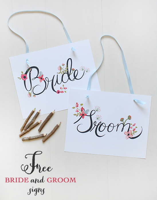 Free Bride and Groom Sign