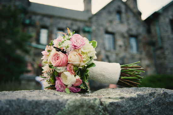 Beautiful pink and white wedding bouquet