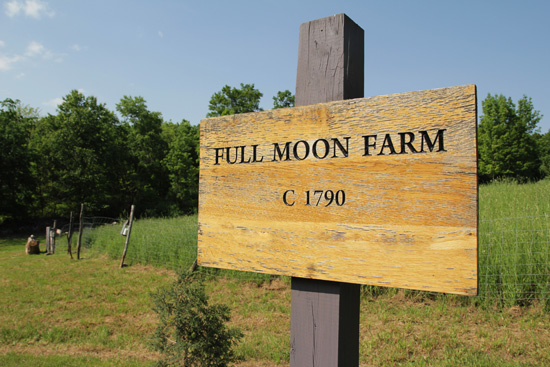 Full Moon Farm established circa 1790 sign in the countryside