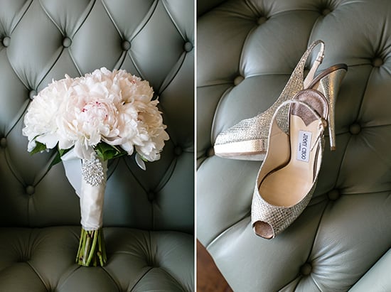 Wedding Details: Peonies, Champagne, and Jimmy Choo Shoes