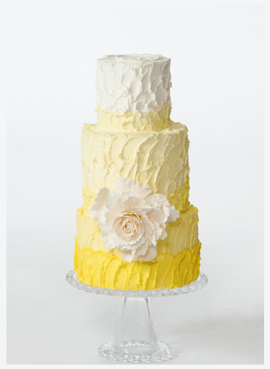 Yellow ombre tiered wedding cake