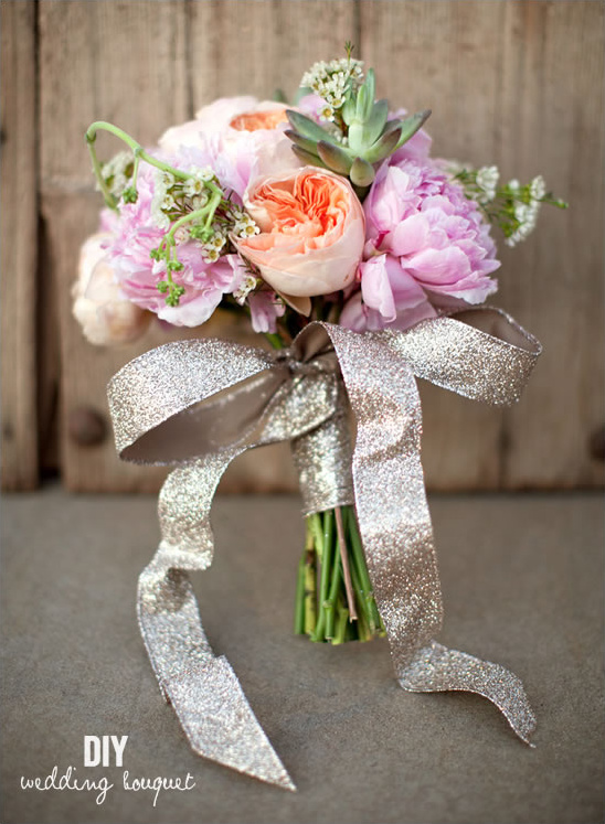 DIY Pink Peonies And Succulent Bouquet