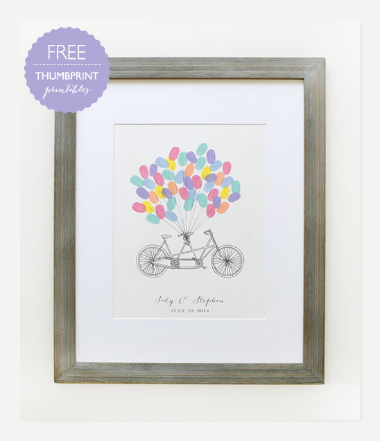 Free printable tandem bike thumbprint wedding art