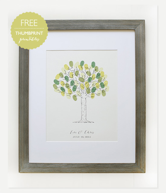 Free printable thumbprint wedding tree art