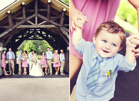 Adorable ring bearer at a rustic wedding ceremony