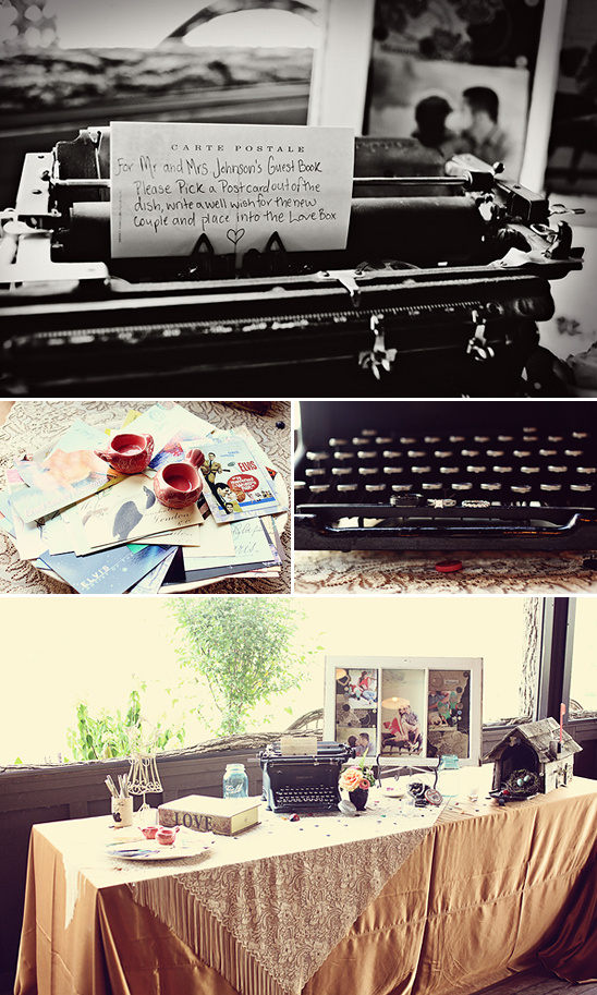 Vintage typewriter guestbook station: write a wish