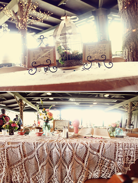 Rustic wedding reception tables