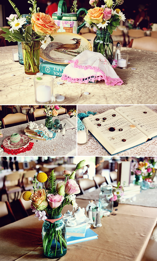 Vintage floral wedding table settings