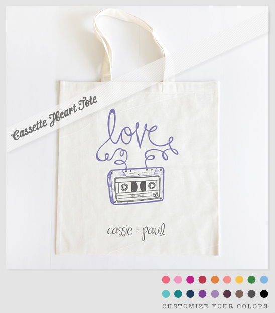 Personalized Wedding Gifts | Cassette Heart Tote