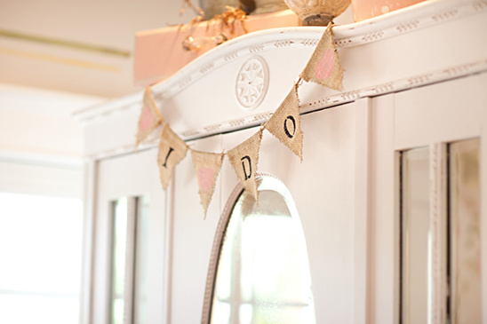 Rustic wedding banner reads I DO