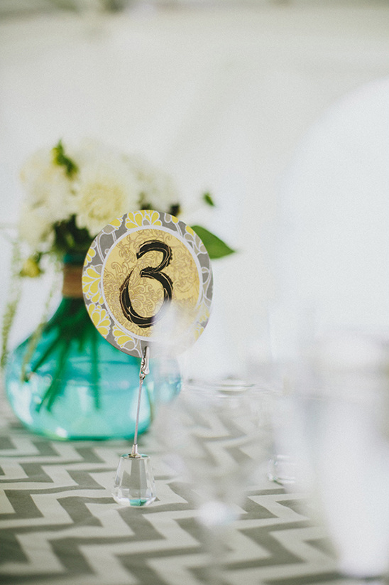 Elegant table setting with floral detail and table number three
