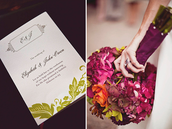 Wedding details with bouquet, invitation, and floral arrangements