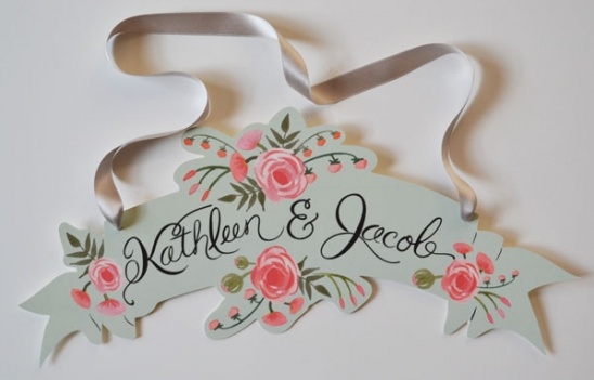 Peach and Mint Wedding Banner