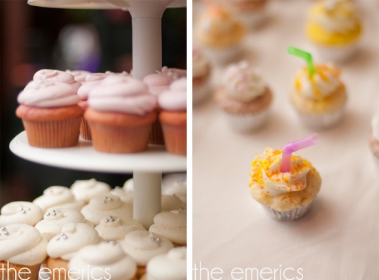Delicious cupcakes with pink frosting and cute straws for a party
