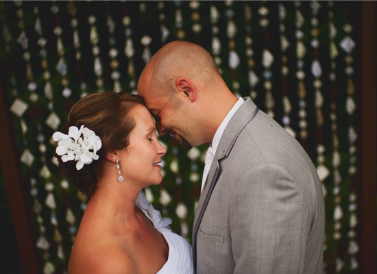 Bride and groom share intimate moment on their wedding day