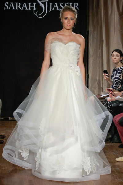 Sarah Jassir bridal gown on the runway, elegant wedding dress