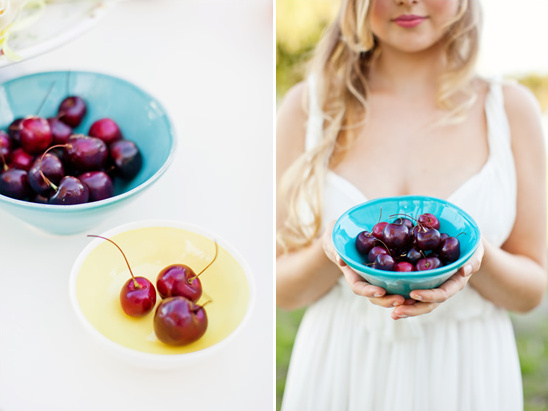 Woman holding a bowl of cherries, fruit photography