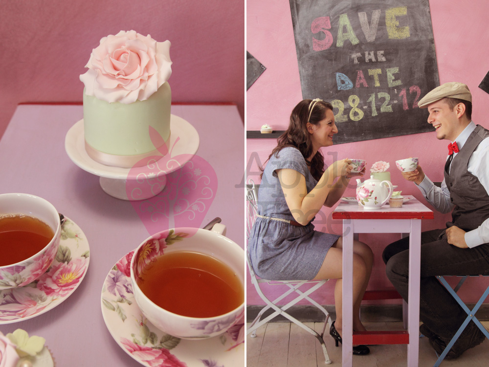 A cup of tea: engagement shoot idea on Como Lake