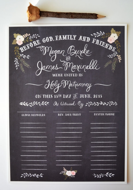 Chalkboard Inspired Wedding Certificate
