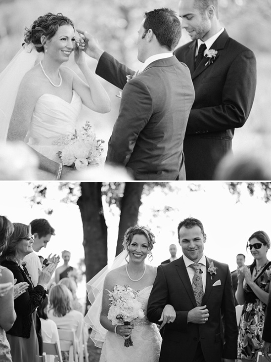 Black and white image of a happy bride and groom