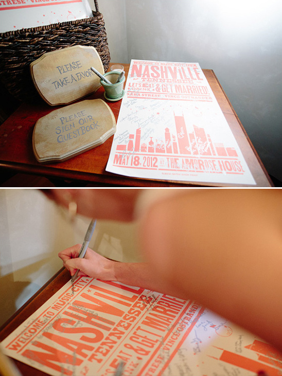 Wedding guestbook and signs for Nashville wedding at the Ambrose House