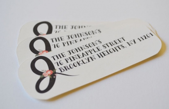 Address labels with floral design, 76 Pineapple Street