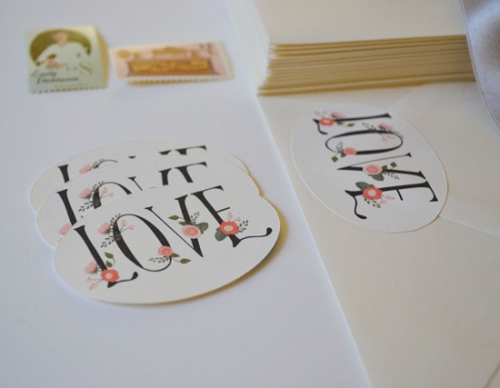 Floral love stickers,  romantic design