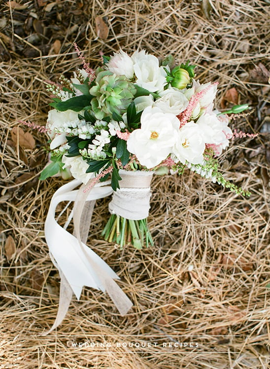 White, Pink And Green Wedding Bouquet