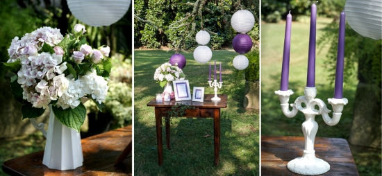 purple welcome table