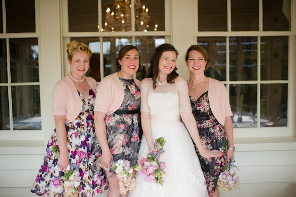 Bridesmaids with different dresses