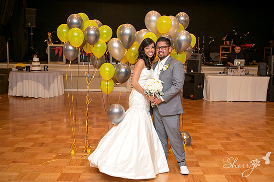 wedding balloons yellow grey