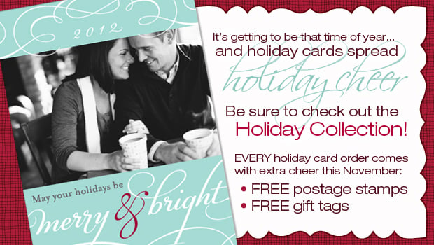 Holiday Cards + FREE postage stamps + FREE gift tags