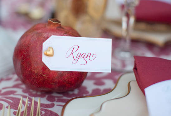Pomegranate place card with name Ryan