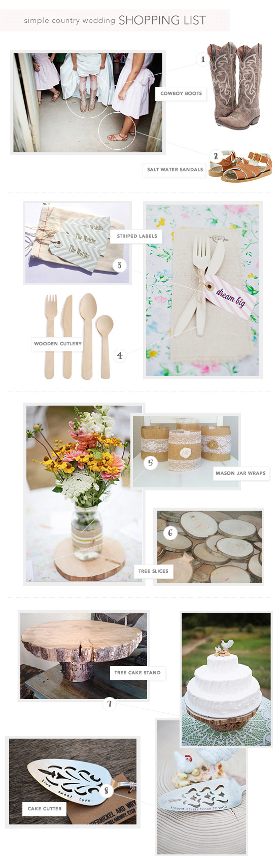 Shopping List For A Simple Country Wedding
