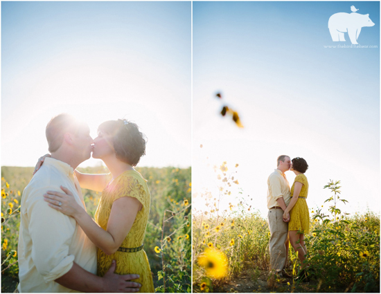 Couple kissing in sunflower field