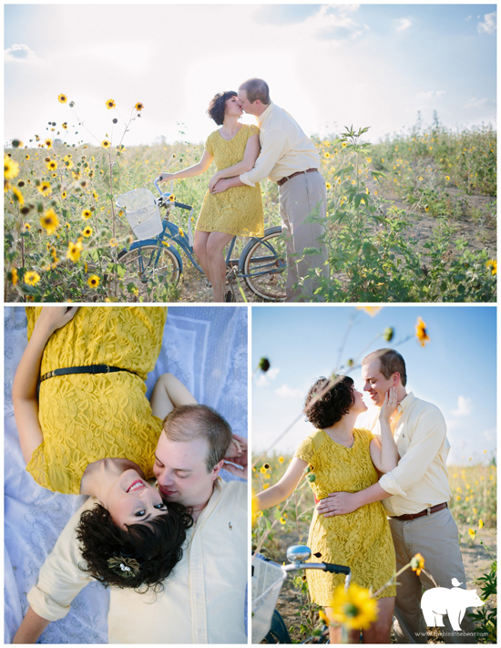 Couple kissing in yellow dress field