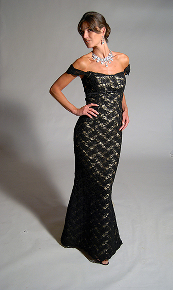 Black Lace Evening Gown - Eugenia Couture