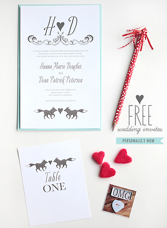 Free Fox Wedding Invites & Day Of Stationery