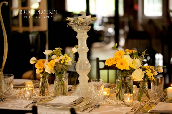 Yellow flowers centerpiece wedding table