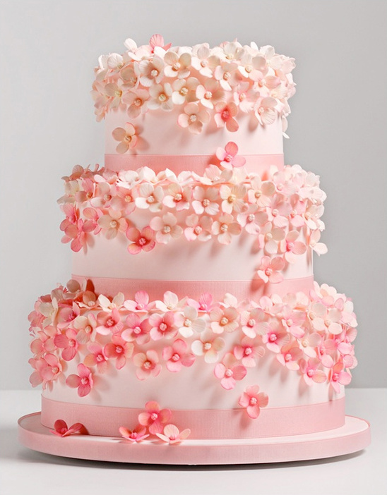 Pretty pink floral tiered cake