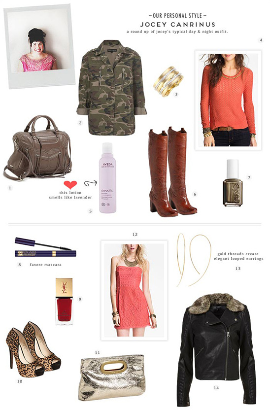 Joceys day & night outfit collage