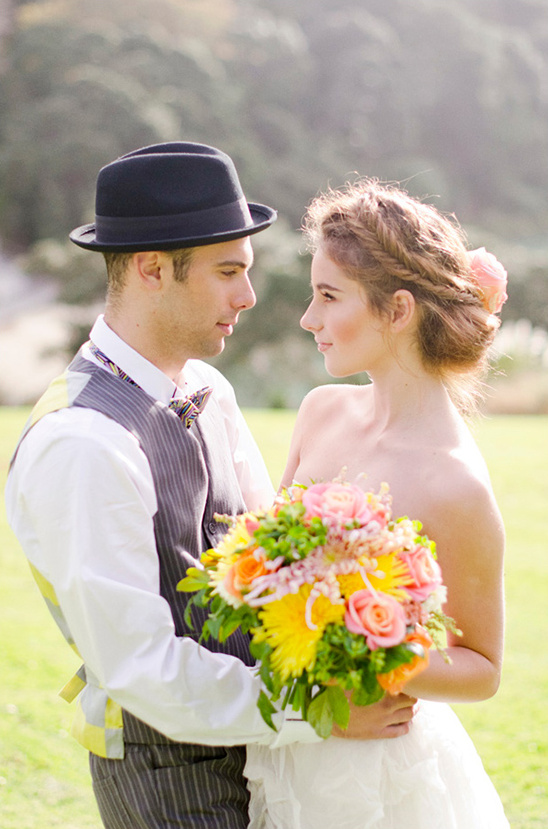 Bride and groom share loving gaze on wedding day