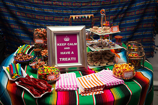 Colorful candy buffet with Keep Calm and Have a Treat sign