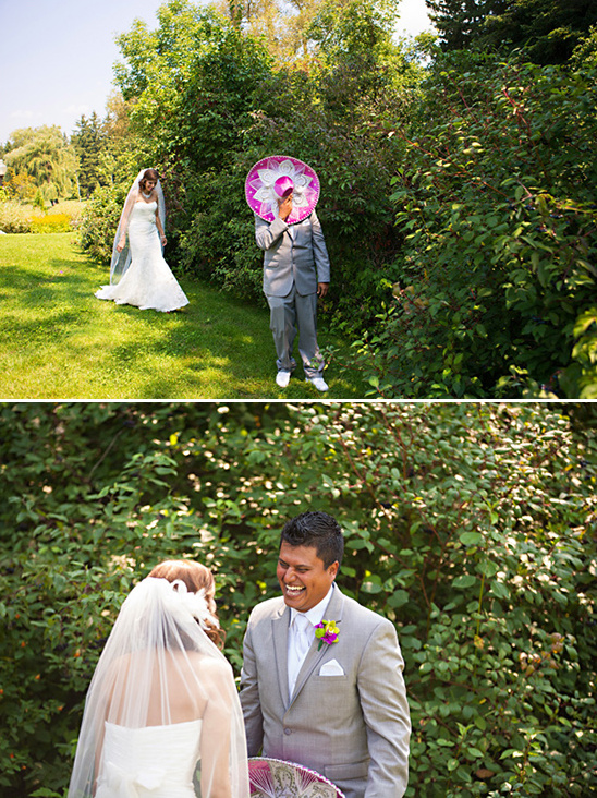 Fun wedding photo groom in a sombrero bride laughing