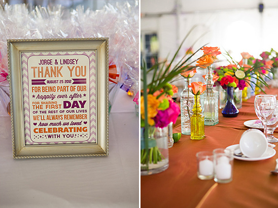 Wedding thank you sign with floral decorations