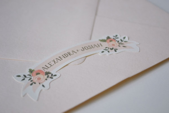 Floral banner with names Alexandra & Josiah