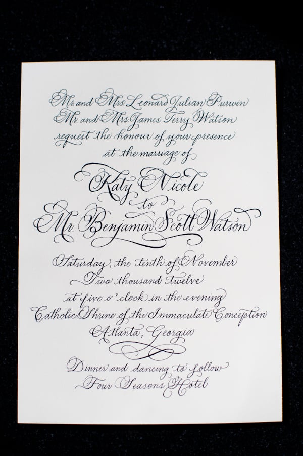 Calligraphy on Wedding Invitation