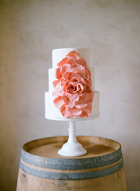 Pretty pink rose cake on stand