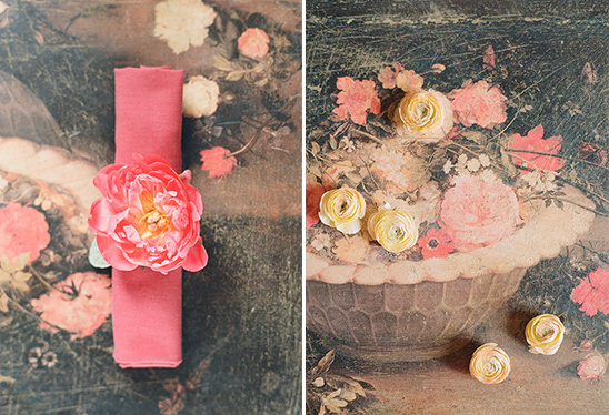 Pink napkin ring with flower
